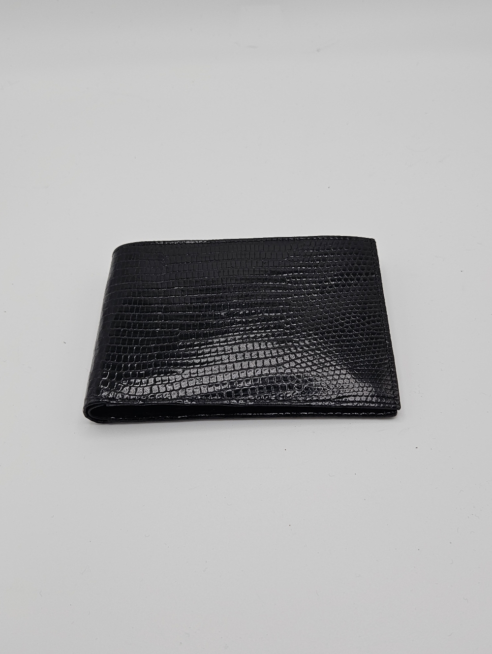 Carlo Amboldi black genuine lizard bifold wallet